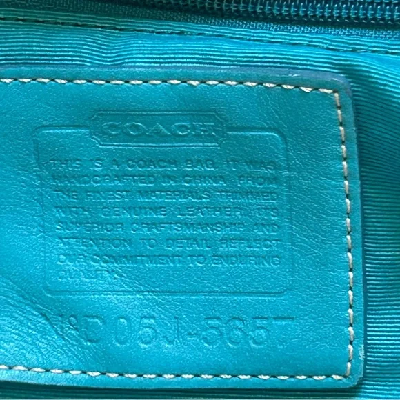 Coach Legacy Scribble Canvas Shoulder Bag with blue leather trim - Picture 8 of 9